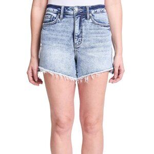 RFM High Rise Step Fray Hem Shorts Light Acid Wash